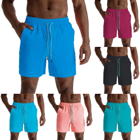 JTieacloth Men's Casual Shorts, Elastic Waist Men Swim Trunks Lightweight Comfort Summer Beach Wear(Red)