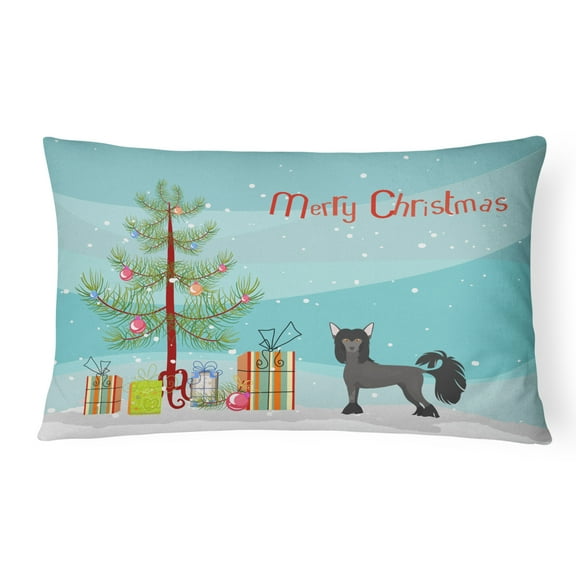 Carolines Treasures CK3447PW1216 Chinese Crested Christmas Tree Canvas Fabric Decorative Pillow, 12H x16W, multicolor