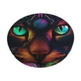 thumbnail image 3 of Picia Futuristic Cat Warrior pattern Round Stool Covers Comfy Seat Covers Stretch Removable WashableChair Slipcover Round Bar Chair Cushion Cover-14 inch, 3 of 7