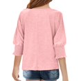 thumbnail image 3 of Drmagiyhm Girls 3/4 Sleeve Tops Size 10-12 Casual Shirts Stylish Cute T Shirt Kids Smocked Cuffs Crewneck Tops Pink 4-5 Years, 3 of 3