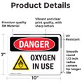 thumbnail image 2 of (2 Pack) Oxygen In Use OSHA Danger Sign 10 Inch X 7 Inch Vinyl Label Decal Sticker Weather Resistant, UV Protected for Workplace, Business, and Construction Site, Made in the USA, 2 of 7