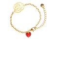 thumbnail image 2 of Delight Jewelry Red Crystal Heart Gold-tone Flower Link Chain Bracelet, 6.75"+2" Extender, 2 of 4