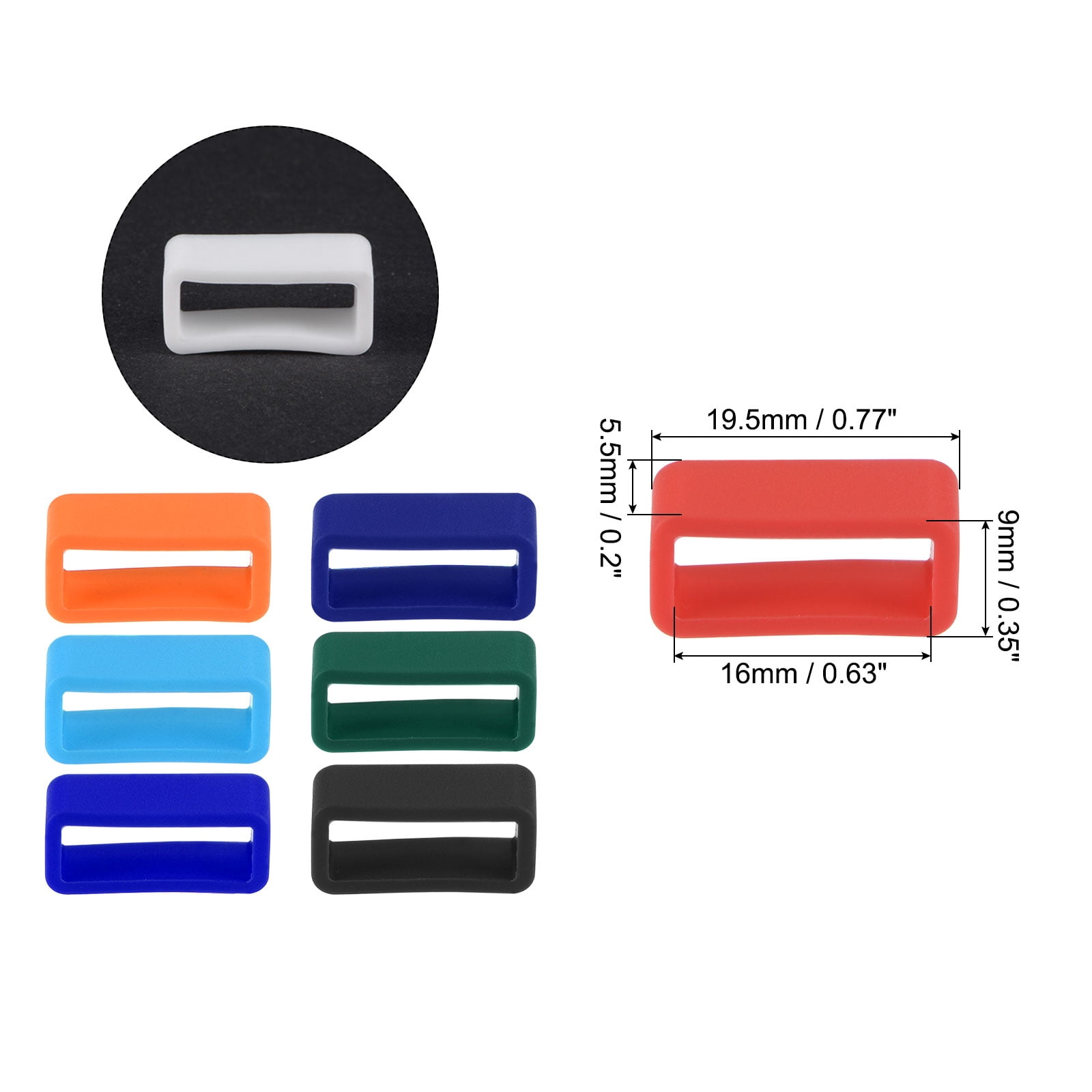 Unique Bargains 16mm Silicone Watch Band Strap Loops Replacement Fastener 16mm