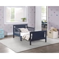 thumbnail image 2 of Olive & Opie Connelly Wood Reversible Panel Toddler Bed in Midnight Blue/Vintage Walnut, 2 of 9