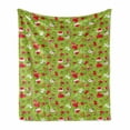 thumbnail image 1 of Christmas Soft Flannel Fleece Throw Blanket, Xmas Cartoon Style Pattern Snowman Trees Birds Hat Print, Cozy Plush for Indoor and Outdoor Use, 50" x 70", Apple Green Red, by Ambesonne, 1 of 6
