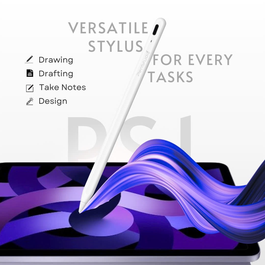 Penstudio PS1 Stylus Pen for Apple iPad 2018–2025 | Best Apple Pencil Alternative | USB-C 2X Faster Charge | Pixel Precision | Tilt Sensitivity & Palm Rejection | Durable Metal Tips