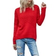 thumbnail image 3 of Womens Sweaters Long Sleeve Tops Crew Neck Knit Pullover Sweaters Fall Fashion Dressy Casual Basic Clothes Red M, 3 of 9