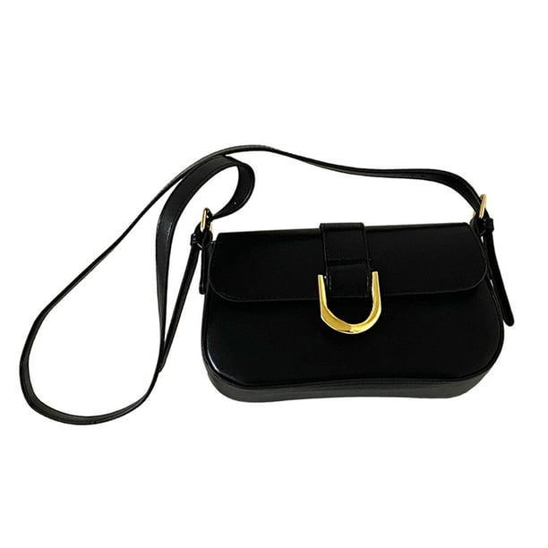 Bolso de hombro para mujer, bolso de hombro elegante con 2 correas, bolso de moda para las axilas Negro