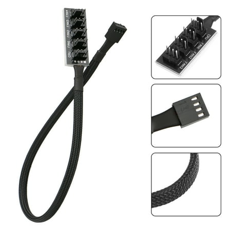 1 to 5 4-Pin Molex TX4 PWM CPU Cooling Fan Adapter Splitter Braided Power Cable