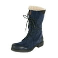 thumbnail image 2 of Zapatos de mujer, moda, ante, tacón medio, informal, Color sólido, punta redonda, con cordones, felpa gruesa, impermeable, botas de nieve de caballero de tubo medio Wmkox8yii ghj2349, 2 of 7