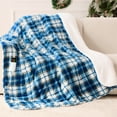thumbnail image 4 of PMONPA Sherpa Blanket Throw , Plaid Throw Blankets for Sofa, Fluffy Plush Flannel Fleece Blankets and Throws for Adults (Grey, 50"x 60"), 4 of 4