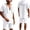 White, variant on Ohufall Men's Shorts Set 2 Piece Outfits Summer Solid Casual Cotton Linen Hooded Tee Shirts with Beach Shorts