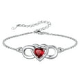 thumbnail image 1 of Pulsera infinita de Corazón Silvora de plata de ley con piedra natal de rubí sintético, 1 of 8