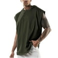 thumbnail image 2 of BXINGOHAI Men's Cut Off Workout Hoodies Gym Muscle Tank Shirts Sleeveless Training Hoodies Today Army Green,M, 2 of 3