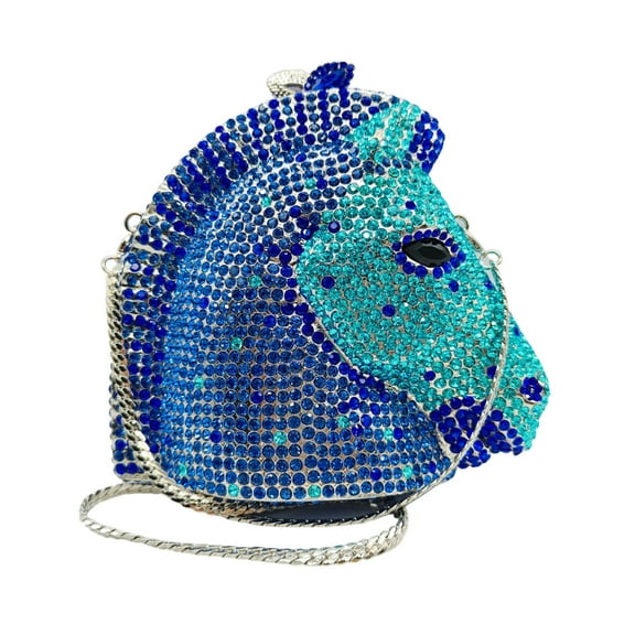 StyleSack Horse Head Rhinestone Clutch for Women, Sparkling Evening Bag with Detachable Chain & Crystal Accents