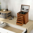 thumbnail image 5 of 6 Tier Velvet Jewellery Box Wooden Jewelry Box Organizer With Drawers & Mirror, 5 of 18