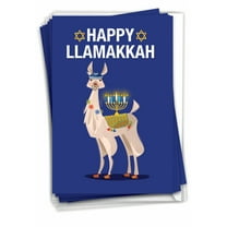 12 Chanukah Greeting Cards (1 Design, 12 Cards) - Llamakkah C7050HKG-B12x1