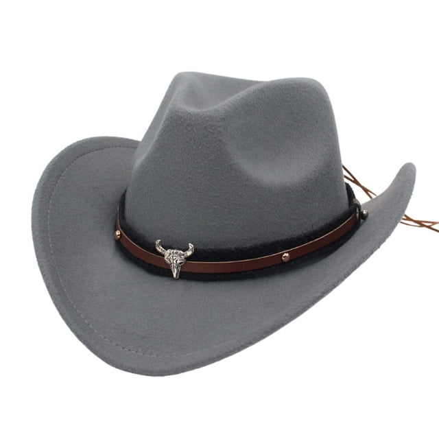 Western Cowboy Style Hat Jazz Bowler Hat - Cow Head Decoration Ethnic Style Hat