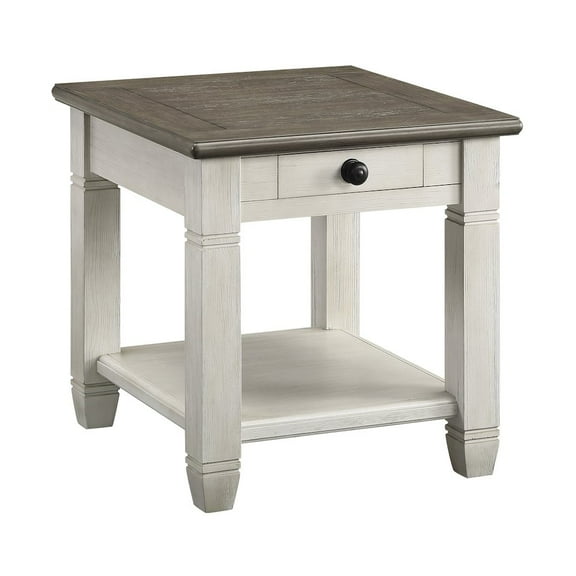 Lexicon Granby Wood 1 Drawer End Table in Antique White