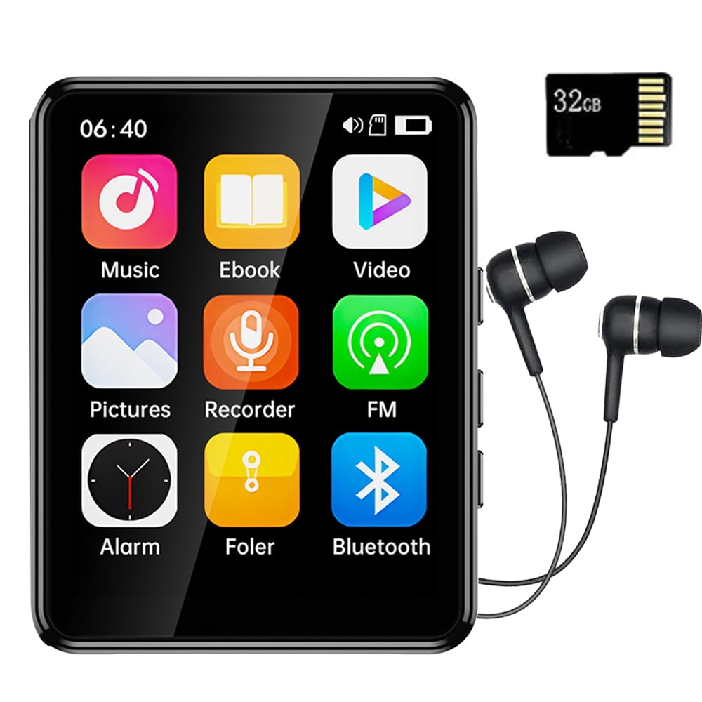 MP3 Player Bluetooth 5.3, 32GB Mp3 Music Player with 2.4" Touch Screen, Portable Digital Audio Player with HD Speaker FM Radio, Sports Music Player Recording Support up 128GB Black