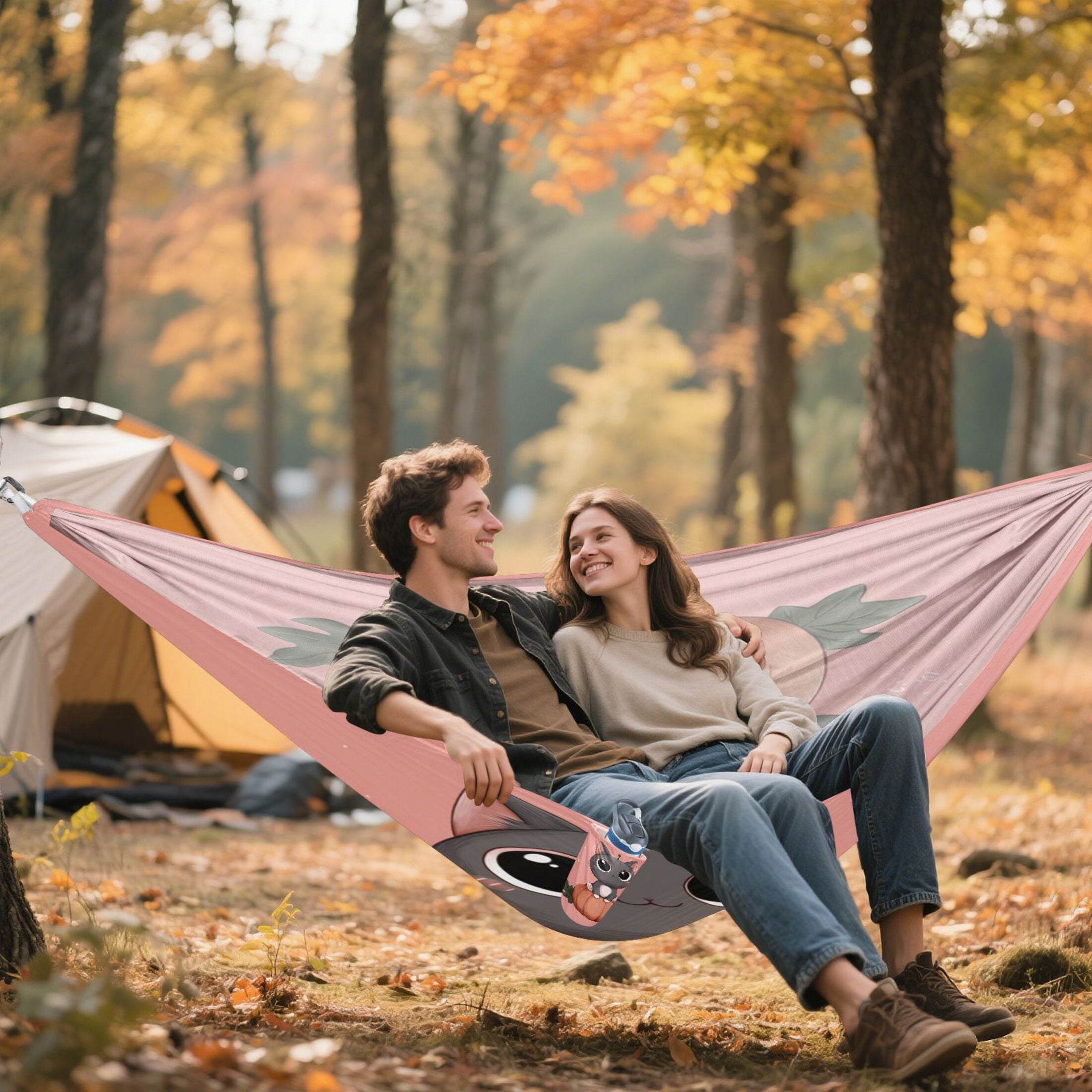Hammock Camping Hammock Nylon Portable Hammock Travel Camping Hammock A Cute Cartoon Cat