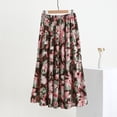 thumbnail image 2 of Levmjia Womens Midi Skirt Bohemian Printed Elastic Waist Pleated Flowy Skirt Soft Breathable Casual Bottoms For Beach Daily Dating Vacation Spring Summer Wear, 2 of 5