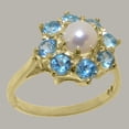thumbnail image 2 of LBG British Made 9k Yellow Gold Cultured Pearl & Blue Topaz Womens Promise Ring - 33 size options - Size 4.5, 2 of 6