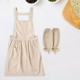 thumbnail image 1 of Ropa de cocina de algodón de algodón de catering de delantal, delantal para mujeres para mujeres para el proyecto de bricolaje para la artesanía de Beige, 1 of 8