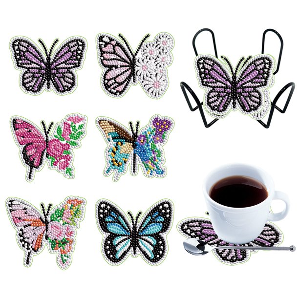 Kits Posavasos Con Pintura Diamantes Artísticos Soporte Girasol 6/8 Uds.