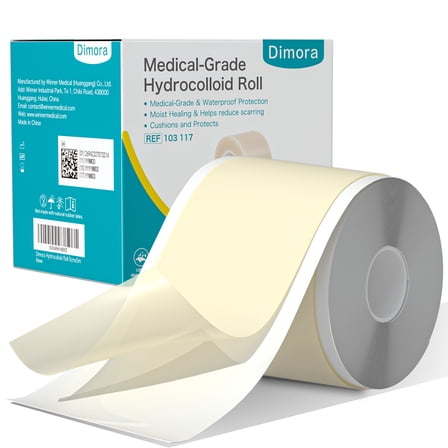 Dimora Hydrocolloid Roll 2" × 16',Medical Grade Hydrocolloid Bandages for Wound Care, Burn, Blister, Acne Care, Cut-to-Size, Ultra Absorbent, Waterproof, First Aid Kit Essential
