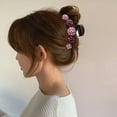 thumbnail image 4 of opvise Bright Color Crossing Teeth Hair Claw Shining Rhinestone Big Hair Clip Styling Tool Dark Purple, 4 of 8