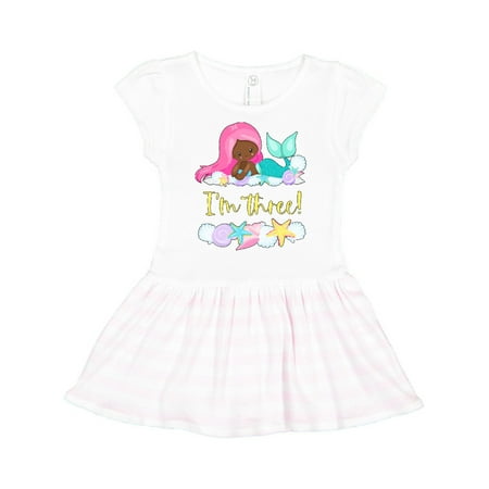 

Inktastic I m 3 Mermaid with Pink Hair and Shells Gift Toddler Girl Dress