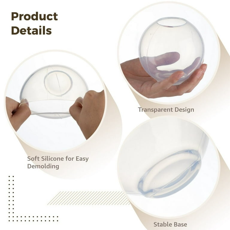 Peaoy 3D Sphere Silicone Mold Set, Clear Sphere Silicone Resin Molds, One-Piece Seamless Ball-shaped Resin Molds for DIY Resin Crafts, Jewelry, Soaps