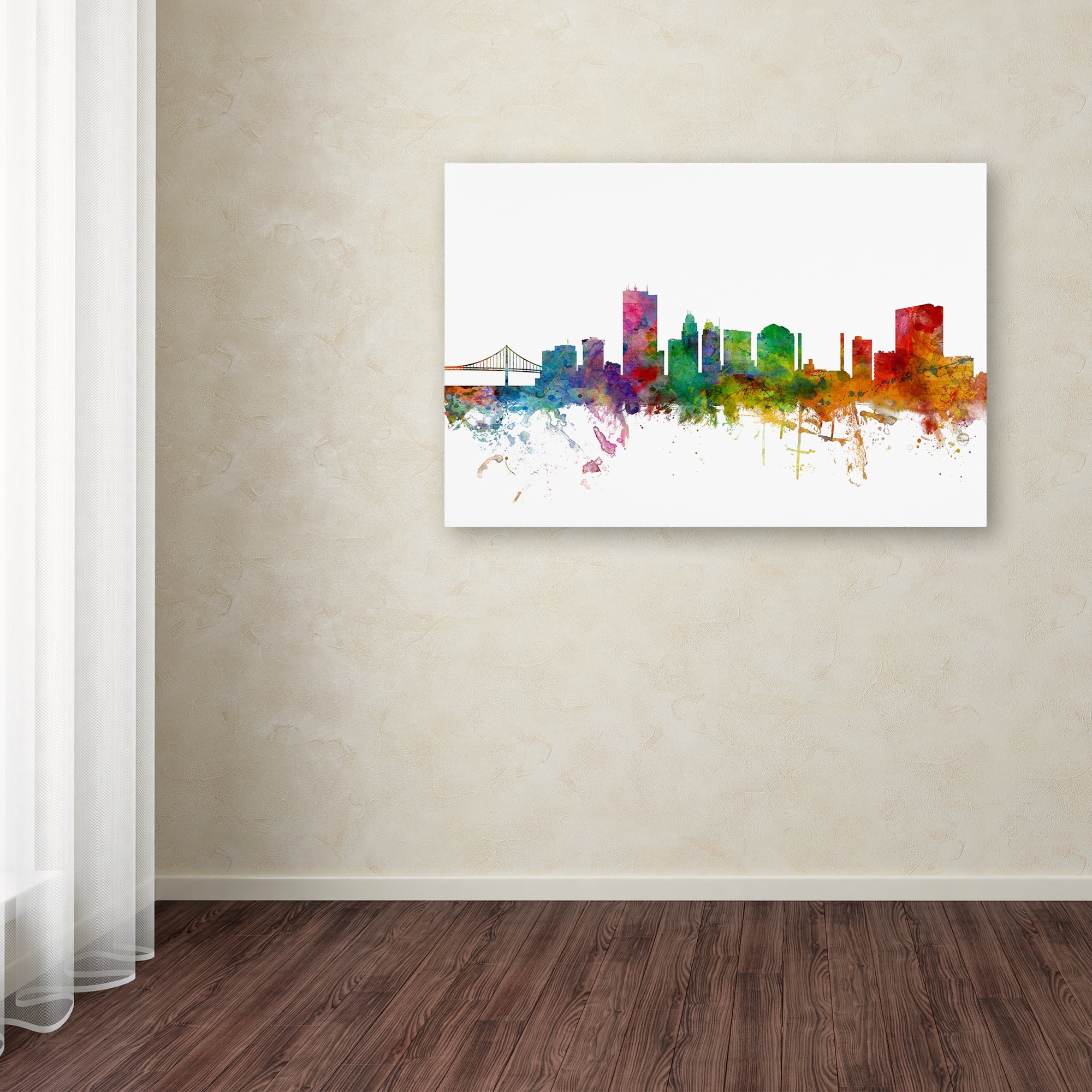 Trademark Fine Art "Toledo Ohio Skyline" Canvas Art by Michael Tompsett
