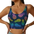 thumbnail image 2 of Lsque Retro Bright Pineapple Printed Women'S Sports Bra, Compression, Moisture Wicking, High-Impact Sports Bra For Women,Supportive sports bra-X-Large, 2 of 9