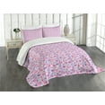 thumbnail image 3 of Ambesonne Purple Quilted Bedspread Set 3 Pcs, Sentimental Composition, King Size, Multicolor, 3 of 5