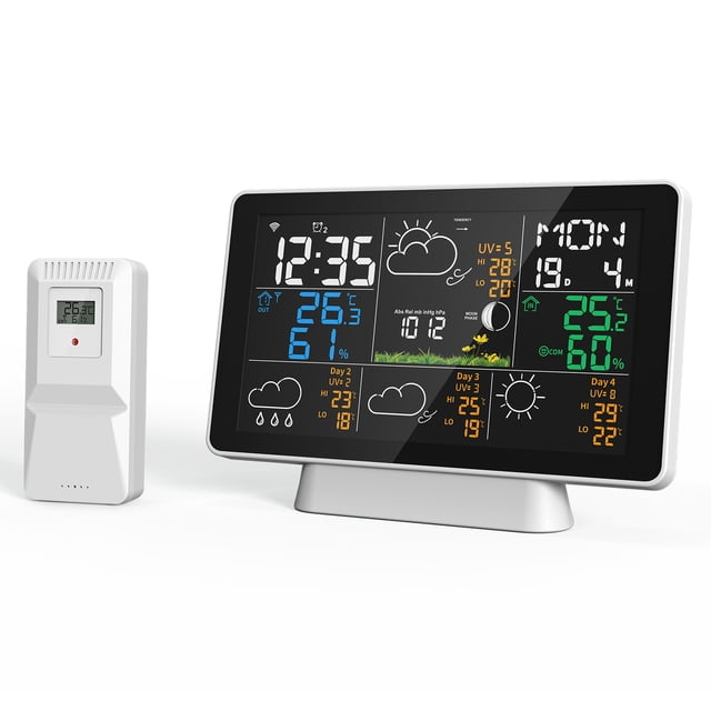 Amdohai 7.5Inch Large DisplayTuya WIFI 328FT(100M ) Sensing Distance Wireless Weather Station