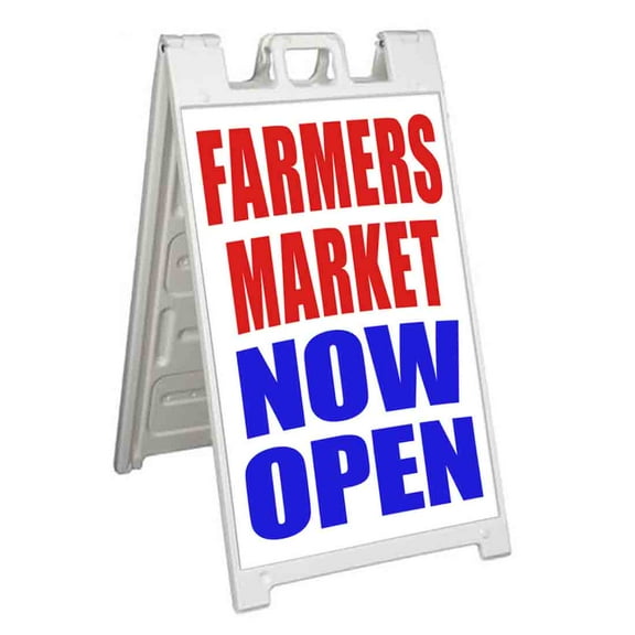 Farmers Market Now Open (24" X 36") Standard A-Frame Signicade, Includes Decal Applied To Stand