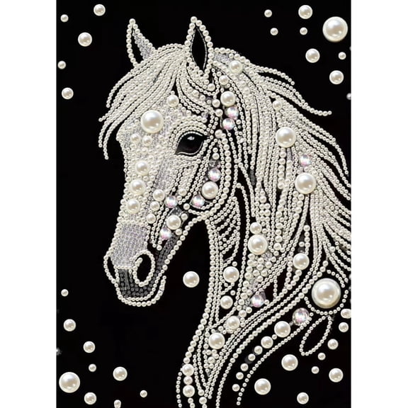 Horse Diamond Art Kits for Adults,Pearl Diamond Painting Kits 12 x 16 inch DIY 5D Plastic Pearl Painting Kit for Beginner,Home Decor