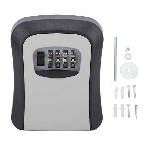 Caja de Seguridad para Llaves ABS y aleación Impermeable Caja de Seguridad para Llaves con Capacidad para 5 Llaves con Protector Deslizante para Garaje Jardín Tienda Gris Semialeación