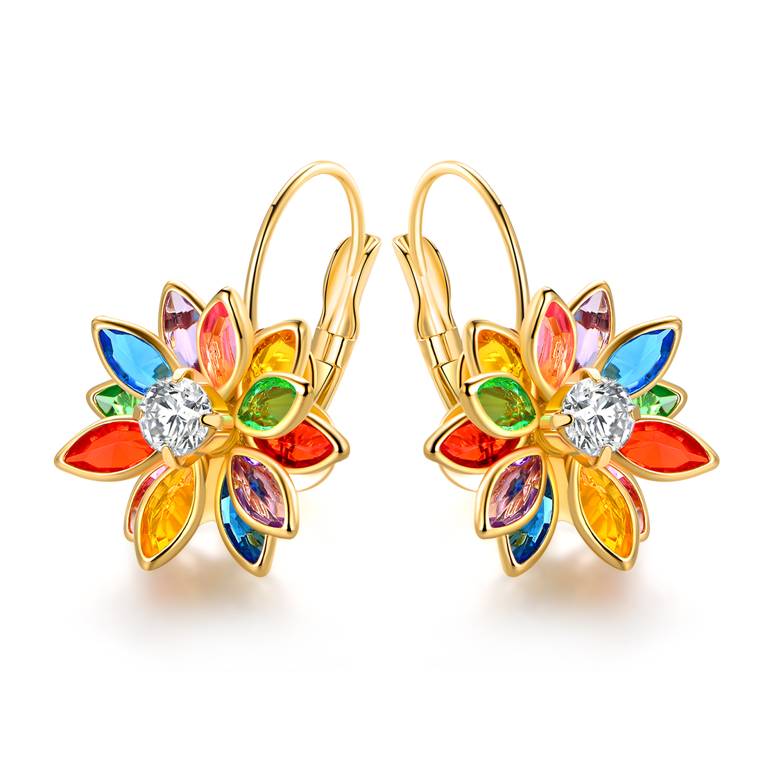 Peermont Peermont Multi Colored Gemstone Flower Earrings Made with 18k