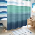 thumbnail image 5 of No Hook Shower Curtain, Teal Blue Ombre Shower Curtains for Bathroom with See Through Top Window, Modern Abstract Art Texture Waterproof & Washable Bath Curtain 66"x72", 5 of 9