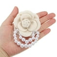 thumbnail image 4 of Uxcell Fabric Camellia Flower Brooch Elegant Pearl Tassel Pin Floral Corsage Bracelet Dual Use for Women, White,2 Pack, 4 of 7