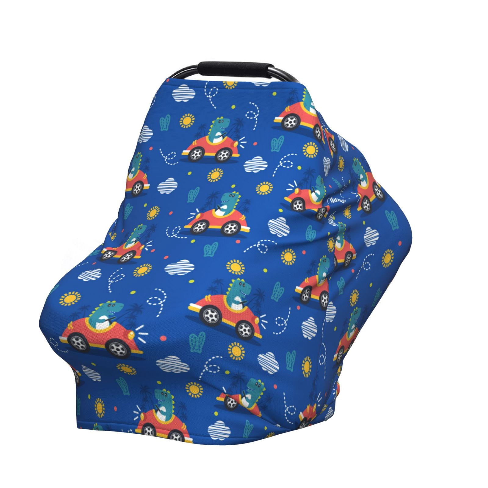 Fotbe Dinosaur Driving Pattern Car Seat Covers for Babies, Nursing Breastfeeding Cover Infant Carseat Canopy, Soft Stretchy Carrier Cover