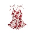 thumbnail image 3 of ITFABS Kid Girls Summer Sleeveless Romper V Neck Button Lace-up Print Jumpsuit, 3 of 8