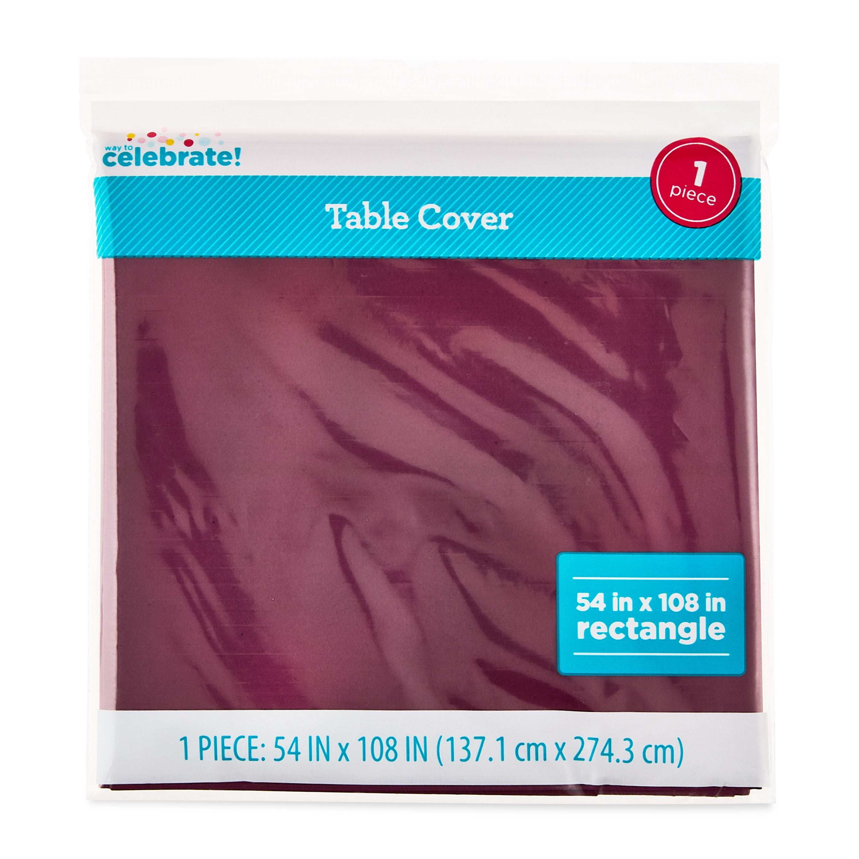 Rectangular 54" x 84" Burgundy Plastic Table Cover, by Way To Celebrate