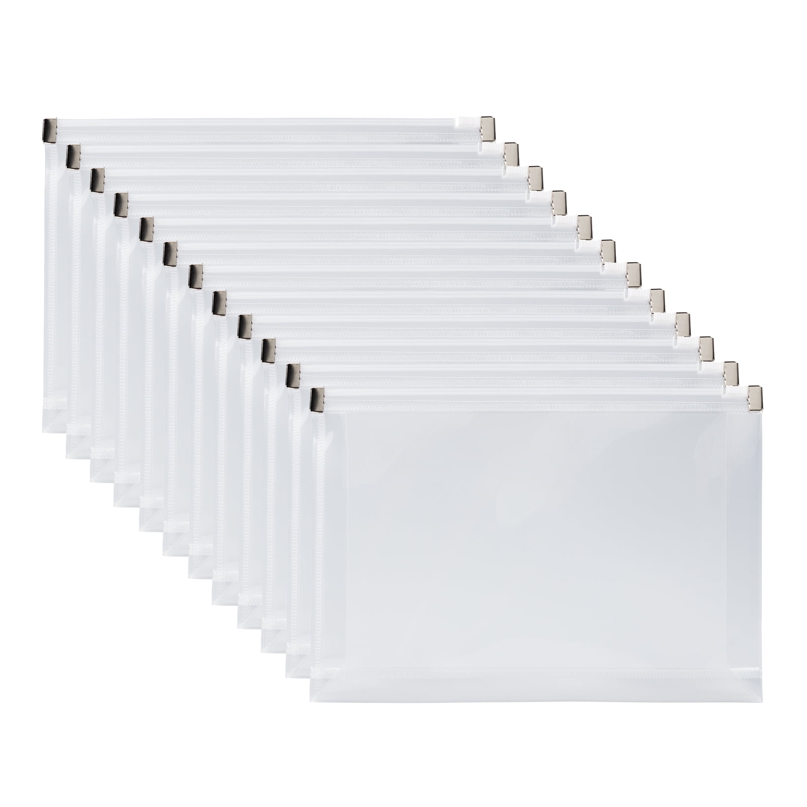 JAM Paper Plastic Zip Envelopes, 5.3 x 8, Clear, 12/Pack