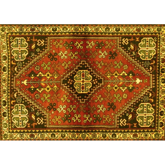 Ahgly Company Indoor Rectangle Persian Yellow Traditional Area Rugs, 7' x 9'