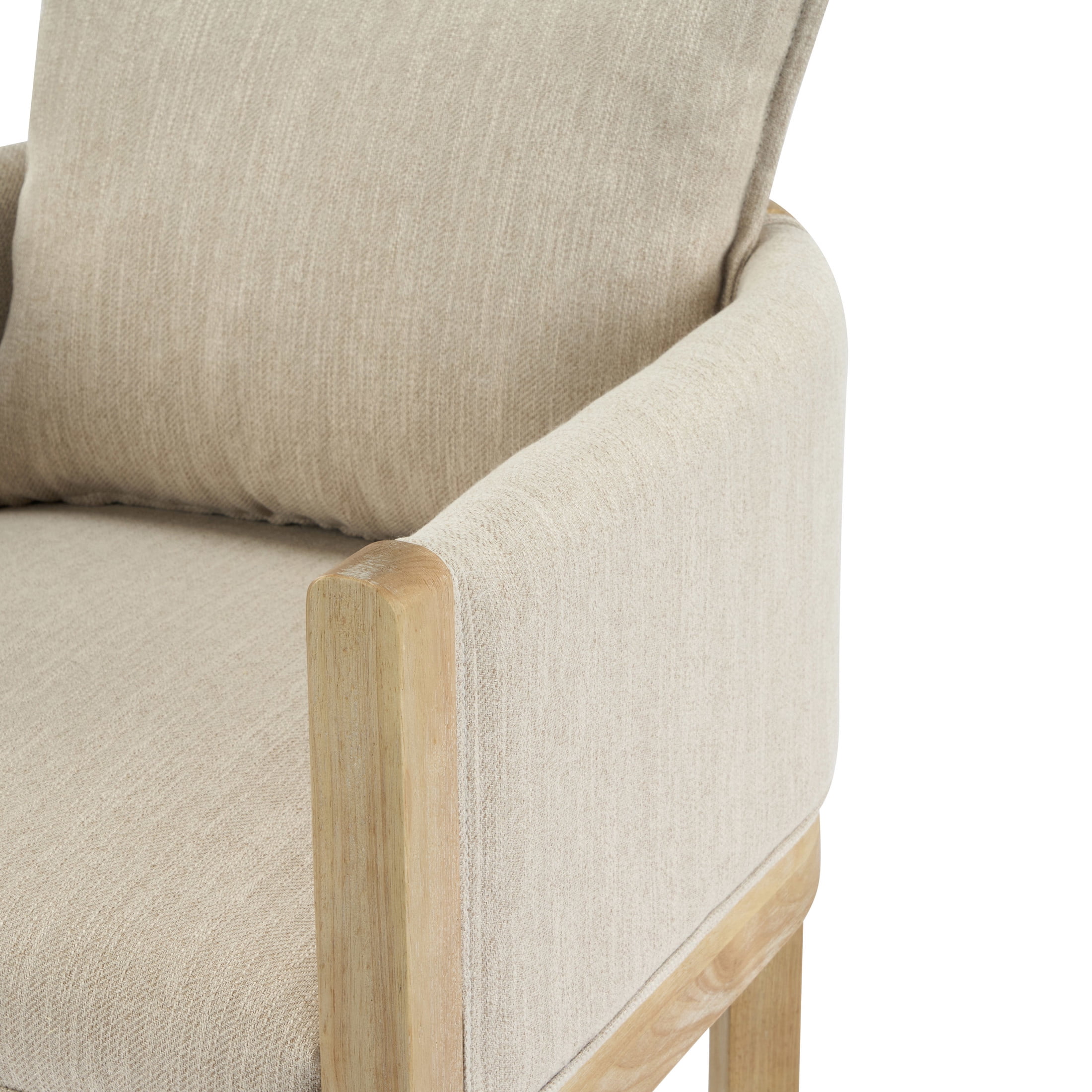 Christopher Knight Home Linen Upholstered Dining Chair, Accent Armchair with Solid Wood Frame, Natural+Beige, Set of 2