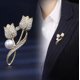 thumbnail image 2 of Broche de doble flauta de moda, broche de diamantes con destellos, broche de diamantes completo, broche de mujer, broche fijo para ropa, ramillete, 2 of 6